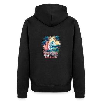 Sunset Sunrise Inclusive Equality Elevation - Unisex Premium Organic Zip Hoodie - black - Back - Nico (187cm)
