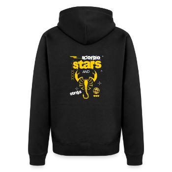 Zodiac Horoscope Astrology Constellation Scorpio - Unisex Premium Bio Zip Hoodie - Schwarz - Hinten - Nico (187cm)
