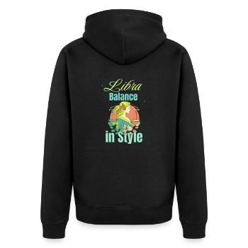 Zodiac Horoscope Astrology Constellations Libra - Unisex Premium Bio Zip Hoodie - Schwarz - Hinten - Nico (187cm)