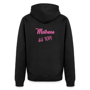 GELIEBTE. VIELEN DANK. DANKE, HERRIN - Unisex Premium Bio Zip Hoodie - Schwarz - Hinten - Nico (187cm)