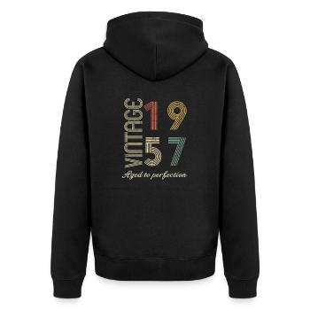 67 Years Birthday Gift - 1957 - Unisex Premium Organic Zip Hoodie - black - Back - Nico (187cm)