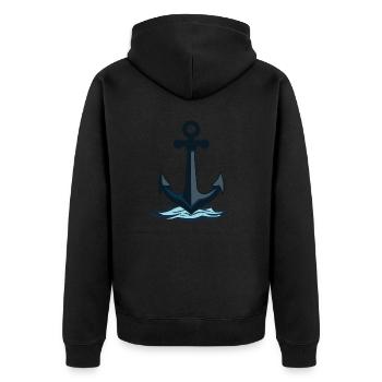 Anker - Unisex Premium Bio Zip Hoodie - Schwarz - Hinten - Nico (187cm)