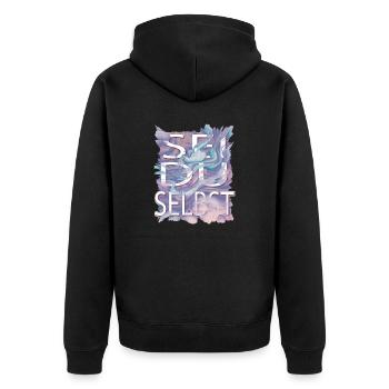 Sei Du selbst - denn alle anderen gibt es schon - Unisex Premium Bio Zip Hoodie - Schwarz - Hinten - Nico (187cm)