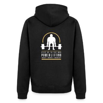 Powerlifting Deadlift | Step Up To The Bar | Gym - Unisex Premium Organic Zip Hoodie - black - Back - Nico (187cm)