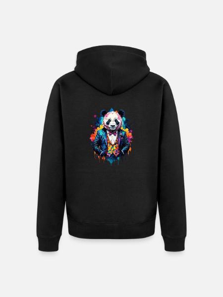 Panda in a suit - Unisex Premium Organic Zip Hoodie - black