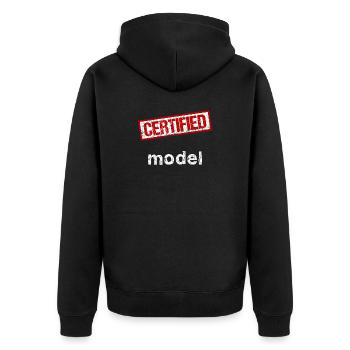 Modell - Unisex Premium Bio Zip Hoodie - Schwarz - Hinten - Nico (187cm)