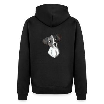 Jack Russell Pattern 5 - Unisex Premium Bio Zip Hoodie - Schwarz - Hinten - Nico (187cm)