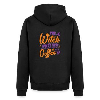 Halloween - The Witch Needs Your Coffee - Unisex Premium Organic Zip Hoodie - black - Back - Nico (187cm)