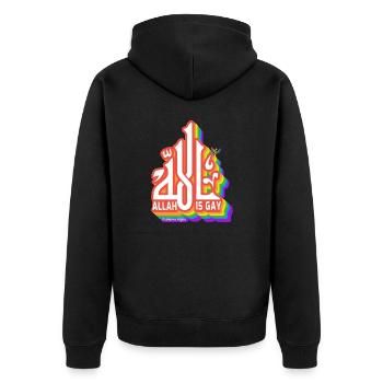 Allah Is Gay - Unisex Premium Organic Zip Hoodie - black - Back - Nico (187cm)
