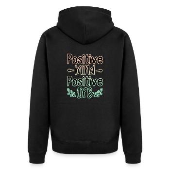 Positive Mind 🍀 - Unisex Premium Organic Zip Hoodie - black - Back - Nico (187cm)