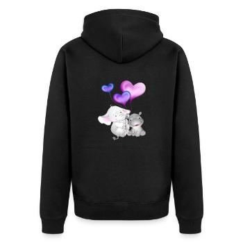 Elefant Luftballon Nilpferd - Unisex Premium Bio Zip Hoodie - Schwarz - Hinten - Nico (187cm)
