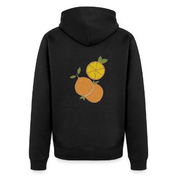 Orange Fabric - Unisex Premium Organic Zip Hoodie - black - Back - Nico (187cm)