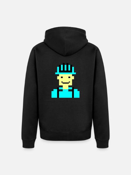 Construction Worker Pixel 01 - Unisex Premium Organic Zip Hoodie - black