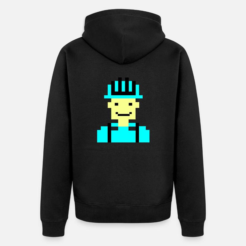 Ouvrier du bâtiment Pixel 01 - Veste à capuche bio Premium Unisexe - noir