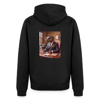 Dinos vivant aujourd’hui – comme un homme d’affaires en costume - Veste à capuche bio Premium Unisexe - noir - Dos - Nico (187cm)
