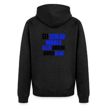 AfD stoppen gegen rechts Demokratie verteidigen - Unisex Premium Bio Zip Hoodie - Schwarz - Hinten - Nico (187cm)