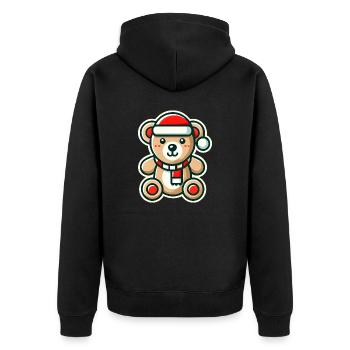 Weihnachtlicher Teddybär - Unisex Premium Bio Zip Hoodie - Schwarz - Hinten - Nico (187cm)