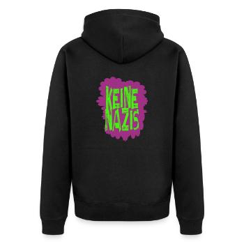 AfD stoppen gegen rechts Demokratie Vielfalt links - Unisex Premium Bio Zip Hoodie - Schwarz - Hinten - Nico (187cm)