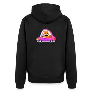 Hamster Auto - Unisex Premium Bio Zip Hoodie - Schwarz - Hinten - Nico (187cm)