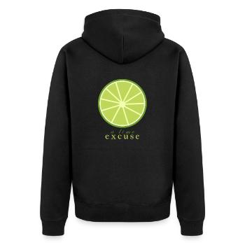 A Lime Excuse - Unisex Premium Organic Zip Hoodie - black - Back - Nico (187cm)