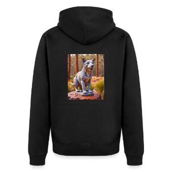 super süßes australisches Tier Tasmanischer Tiger - Unisex Premium Bio Zip Hoodie - Schwarz - Hinten - Nico (187cm)