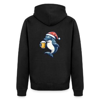 Dolphin Christmas Beer - Unisex Premium Organic Zip Hoodie - black - Back - Nico (187cm)