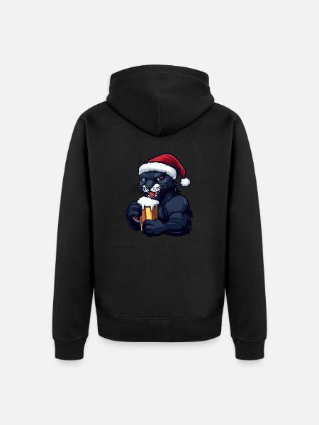 Panther Weihnachten Bier - Unisex Premium Bio Zip Hoodie - Schwarz