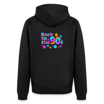 90er Party , Mottoparty , 90er back to (25) - Unisex Premium Bio Zip Hoodie - Schwarz - Hinten - Nico (187cm)