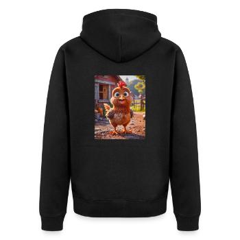 Animaux super mignons dans une forêt – Poulet - Veste à capuche bio Premium Unisexe - noir - Dos - Nico (187cm)