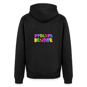 Baby Eltern Kind Geschenk Bruder Geburt Mama Papa - Unisex Premium Bio Zip Hoodie - Schwarz - Hinten - Nico (187cm)