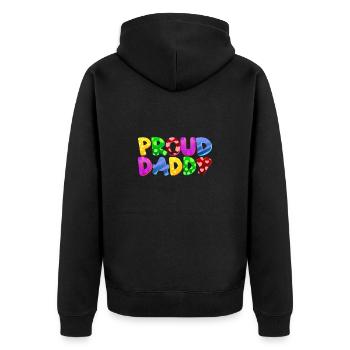 Baby Eltern Kind Geschenk Sprüche Geburt Mama Papa - Unisex Premium Bio Zip Hoodie - Schwarz - Hinten - Nico (187cm)