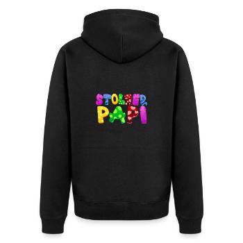 Baby Eltern Kind Geschenk Sprüche Geburt Mama Papa - Unisex Premium Bio Zip Hoodie - Schwarz - Hinten - Nico (187cm)