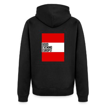 Österreich Eurovision Song Contest - Unisex Premium Bio Zip Hoodie - Schwarz - Hinten - Nico (187cm)