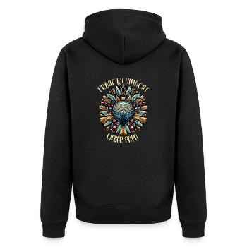 Frohe Weihnacht lieber Papa last Minute Geschenk - Unisex Premium Bio Zip Hoodie - Schwarz - Hinten - Nico (187cm)