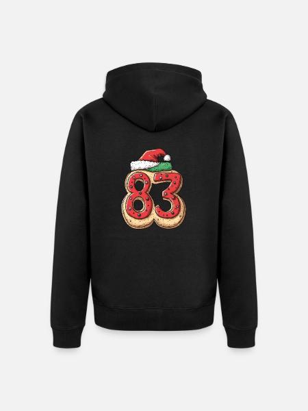 83 Number Christmas Cookie - Unisex Premium Organic Zip Hoodie - black