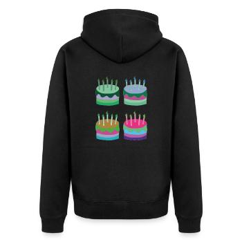 torten bunt - Unisex Premium Bio Zip Hoodie - Schwarz - Hinten - Nico (187cm)