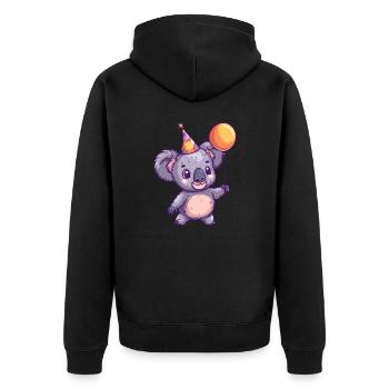 Koala Anniversaire Bande Dessinée Mignon - Veste à capuche bio Premium Unisexe - noir - Dos - Nico (187cm)