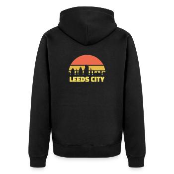 Leeds City Skyline Rétro Coucher de soleil Silhouette - Veste à capuche bio Premium Unisexe - noir - Dos - Nico (187cm)