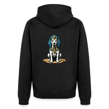Dog Pharao Hund Ägypten Pyramide Geschenk - Unisex Premium Bio Zip Hoodie - Schwarz - Hinten - Nico (187cm)