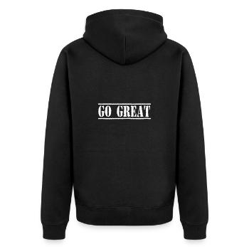 Geld Motivation Profit Gewinn Performance Rendite - Unisex Premium Bio Zip Hoodie - Schwarz - Hinten - Nico (187cm)