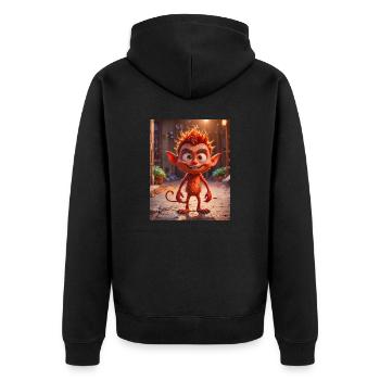 Happy Halloween, süß, Monster, wilde Haare, gruselig, lustig - Unisex Premium Bio Zip Hoodie - Schwarz - Hinten - Nico (187cm)