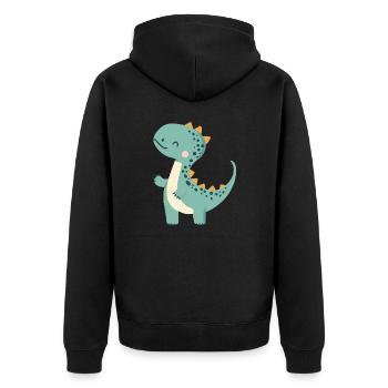 Knuddel Dino - Unisex Premium Bio Zip Hoodie - Schwarz - Hinten - Nico (187cm)