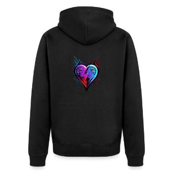 Coeur LETs ROCK - Saint-Valentin - Veste à capuche bio Premium Unisexe - noir - Dos - Nico (187cm)