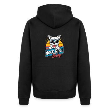 Rock and Roll Baby Hund - Unisex Premium Bio Zip Hoodie - Schwarz - Hinten - Nico (187cm)