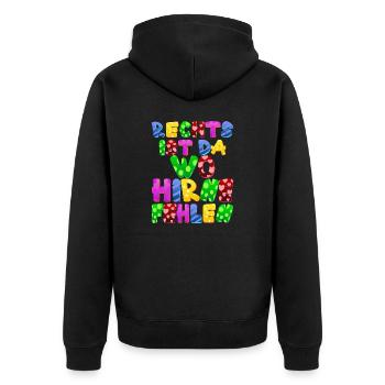 AfD stoppen gegen rechts Demokratie Vielfalt links - Unisex Premium Bio Zip Hoodie - Schwarz - Hinten - Nico (187cm)