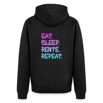 Rente, Rentner, Ruhestand 2025 - Unisex Premium Bio Zip Hoodie - Schwarz - Hinten - Nico (187cm)