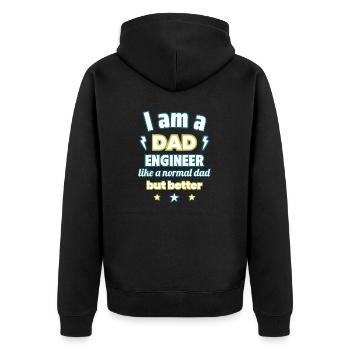Ich bin ein Papa Ingenieur,geschenk vatertag - Unisex Premium Bio Zip Hoodie - Schwarz - Hinten - Nico (187cm)
