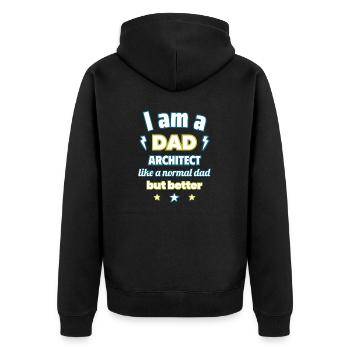Papa Architecte, cadeau fête des pères, Noël - Veste à capuche bio Premium Unisexe - noir - Dos - Nico (187cm)