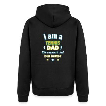 Papa TENNISMAN,Cadeau de fête des pères,Tennis - Veste à capuche bio Premium Unisexe - noir - Dos - Nico (187cm)