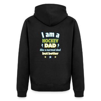 Hockey-Papa, Vatertagsgeschenk,Hockey,Sport - Unisex Premium Bio Zip Hoodie - Schwarz - Hinten - Nico (187cm)